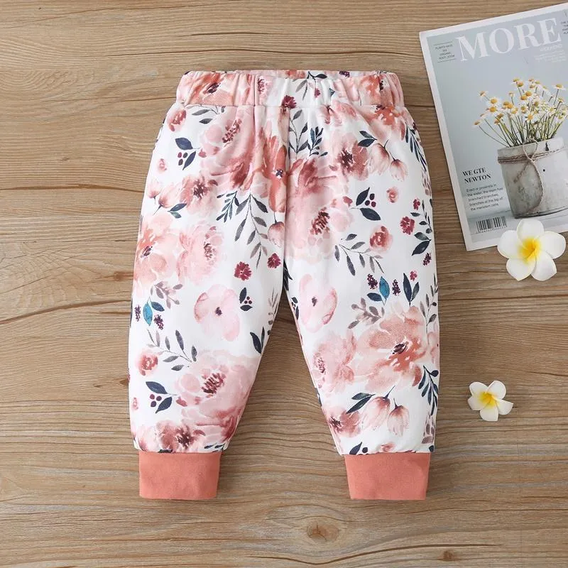 2-piece Hooded Romper & Floral Pants for Baby Girl