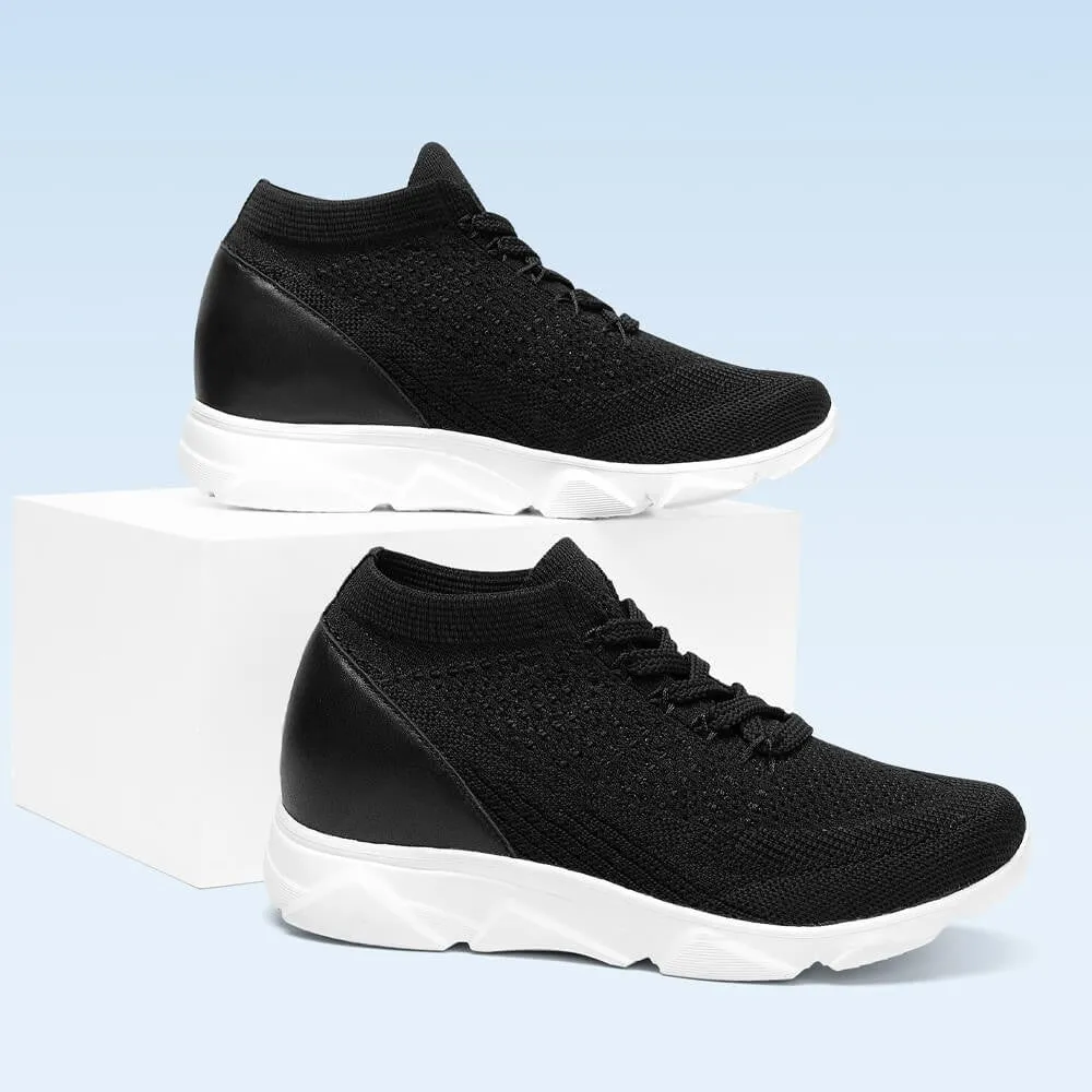 6 CM/2.36 Inches CMR CHAMARIPA High IncreasingSneakers For Women - Breathable Black Knit