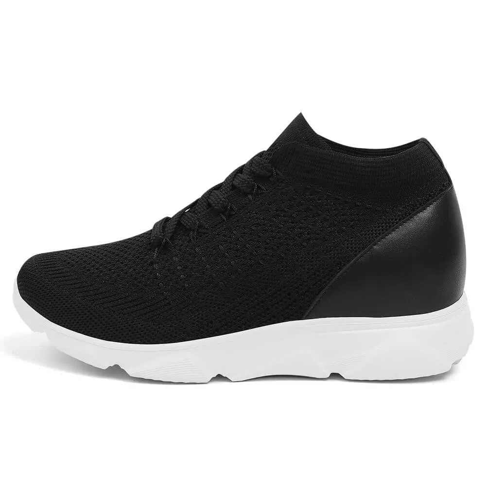 6 CM/2.36 Inches CMR CHAMARIPA High IncreasingSneakers For Women - Breathable Black Knit