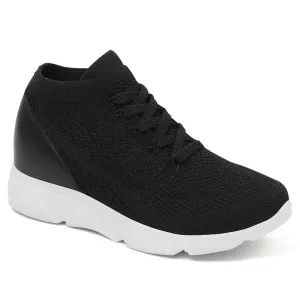 6 CM/2.36 Inches CMR CHAMARIPA High IncreasingSneakers For Women - Breathable Black Knit