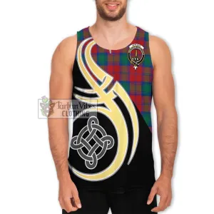 Affleck Tartan Men's Tank Top with Family Crest and Celtic Symbol Style