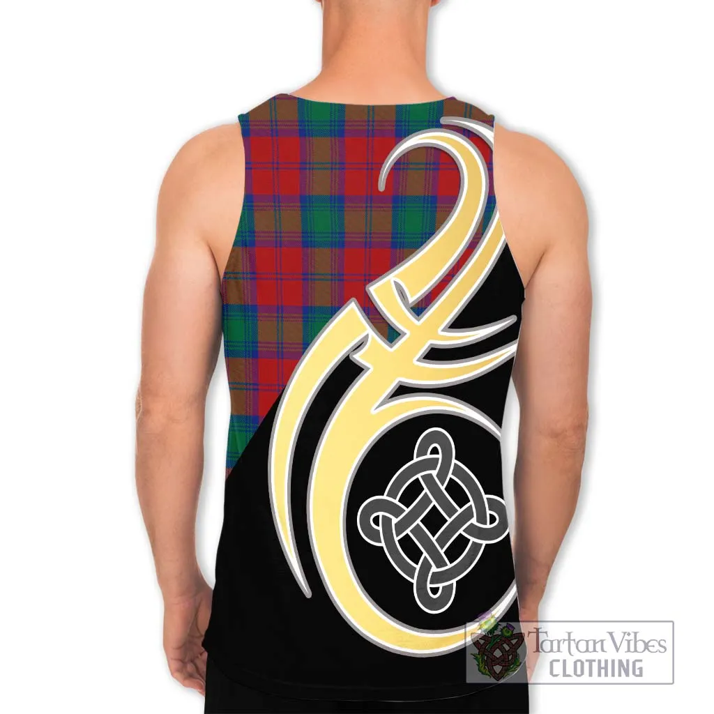 Affleck Tartan Men's Tank Top with Family Crest and Celtic Symbol Style