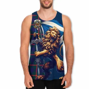 Agnew Tartan Family Crest Men's Tank Top with Scottish Majestic Lion