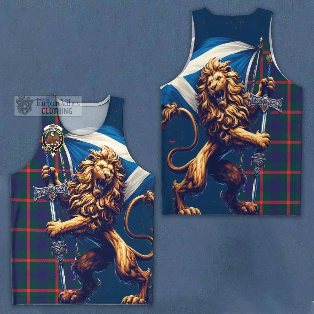 Agnew Tartan Family Crest Men's Tank Top with Scottish Majestic Lion