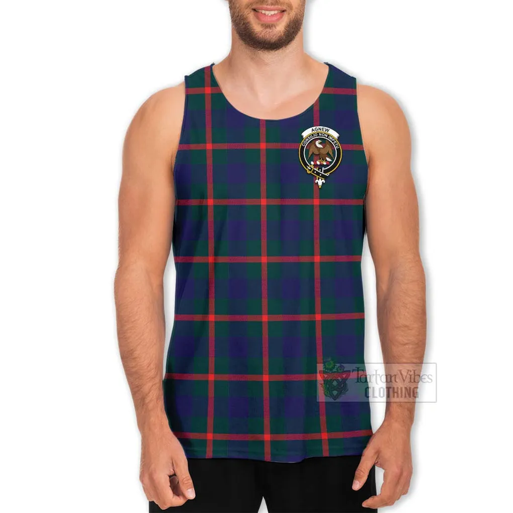 Agnew Tartan Men's Tank Top with Family Crest Celtic Skull Style