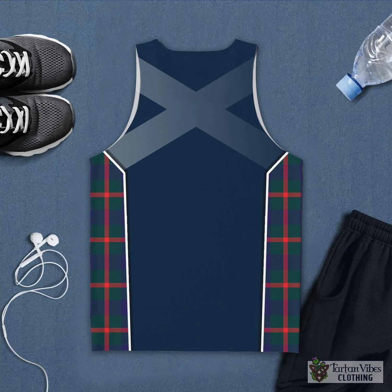 Agnew Tartan Men's Tanks Top with Family Crest and Scottish Thistle Vibes Sport Style