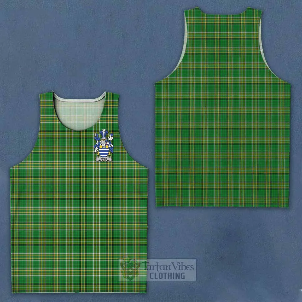 Aiken Irish Clan Tartan Men's Tank Top with Coat of Arms