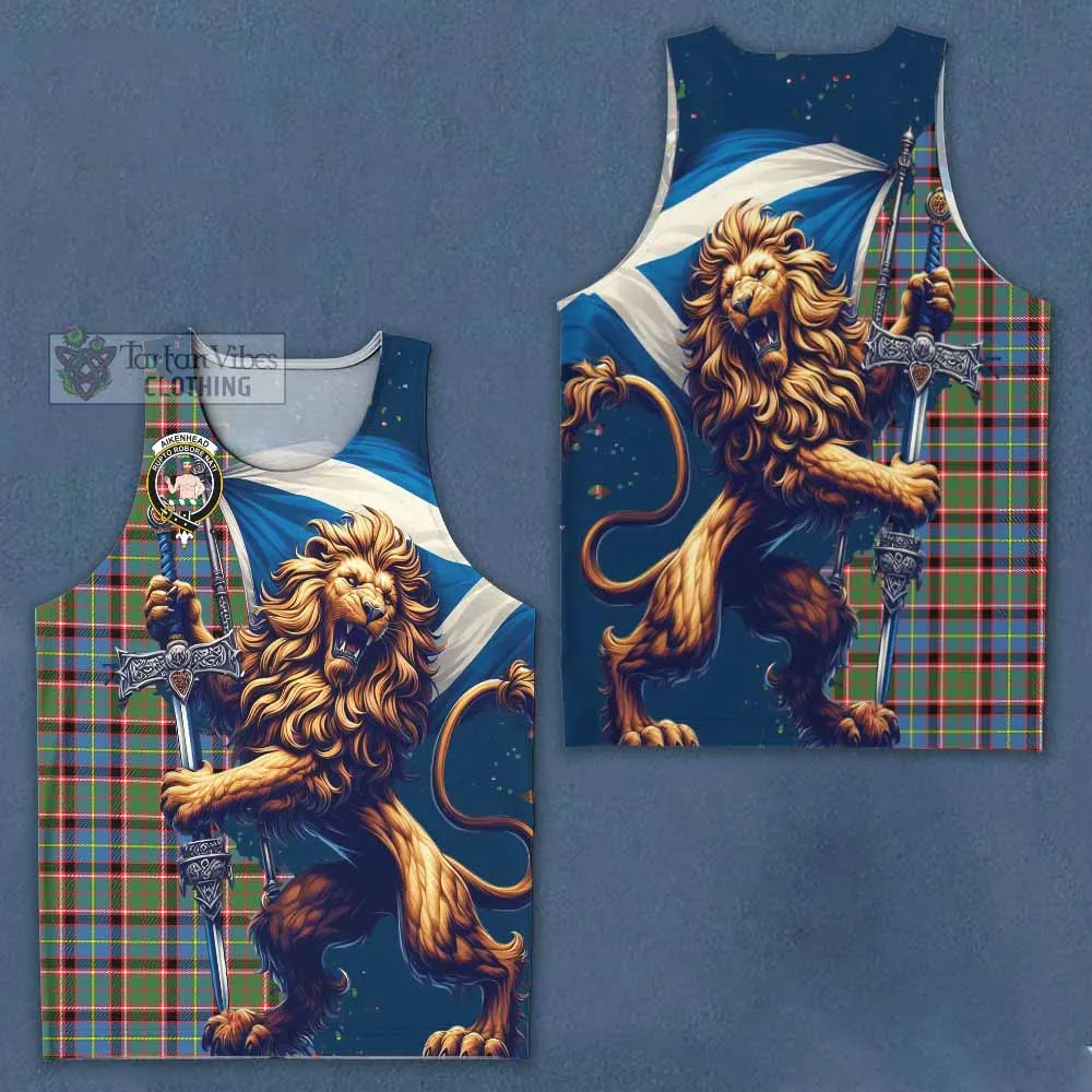 Aikenhead Tartan Family Crest Men's Tank Top with Scottish Majestic Lion