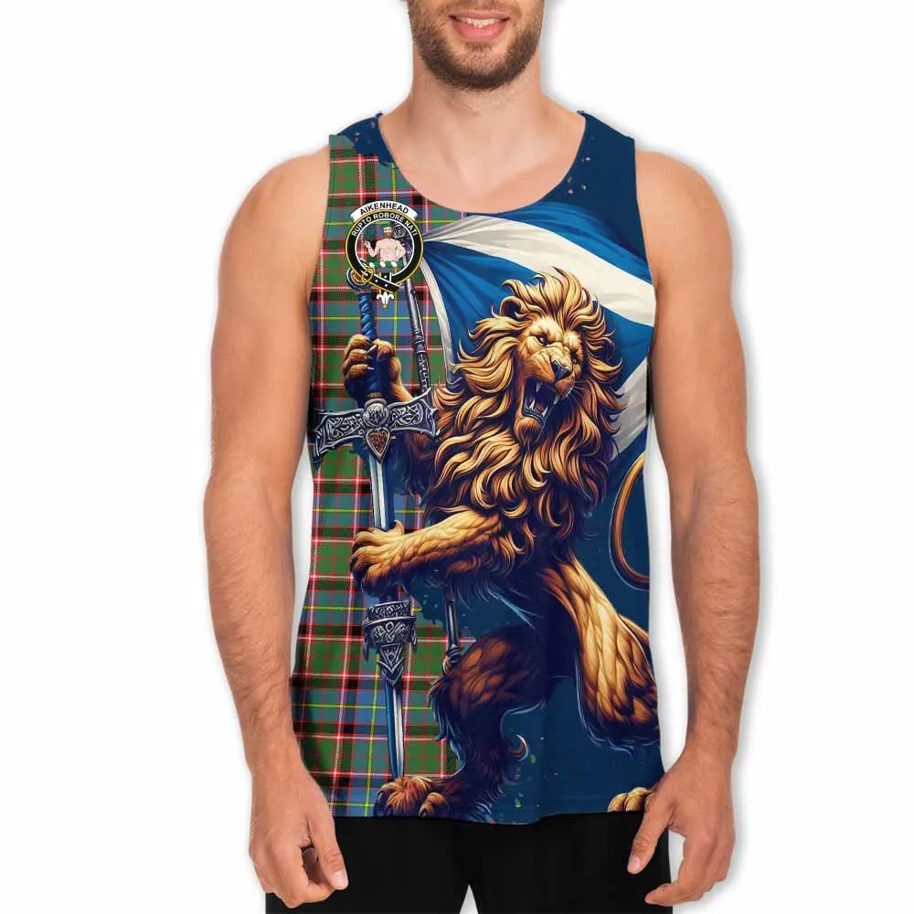 Aikenhead Tartan Family Crest Men's Tank Top with Scottish Majestic Lion