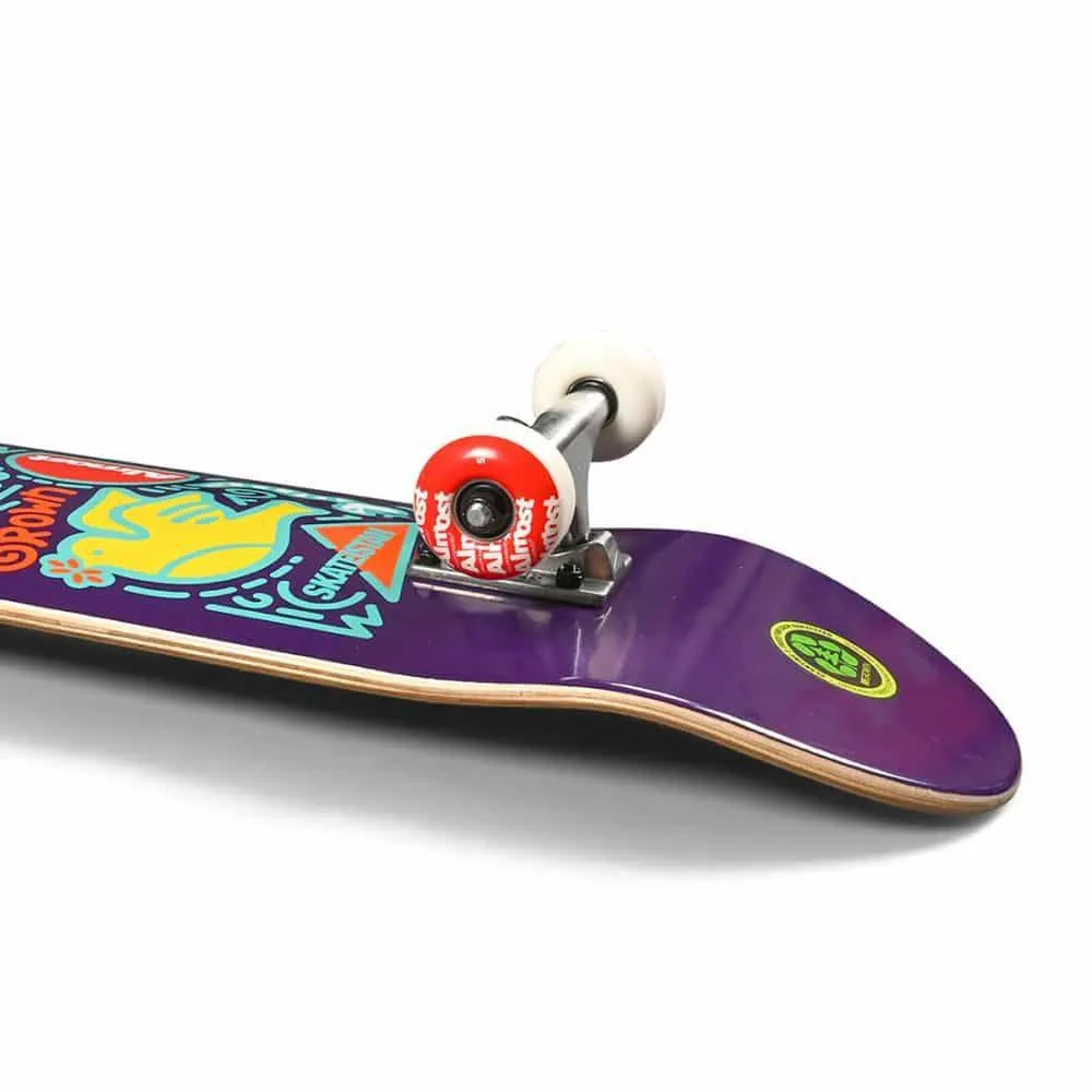 Almost Sky Skateistan Doodle Purple 7.875" Skateboard