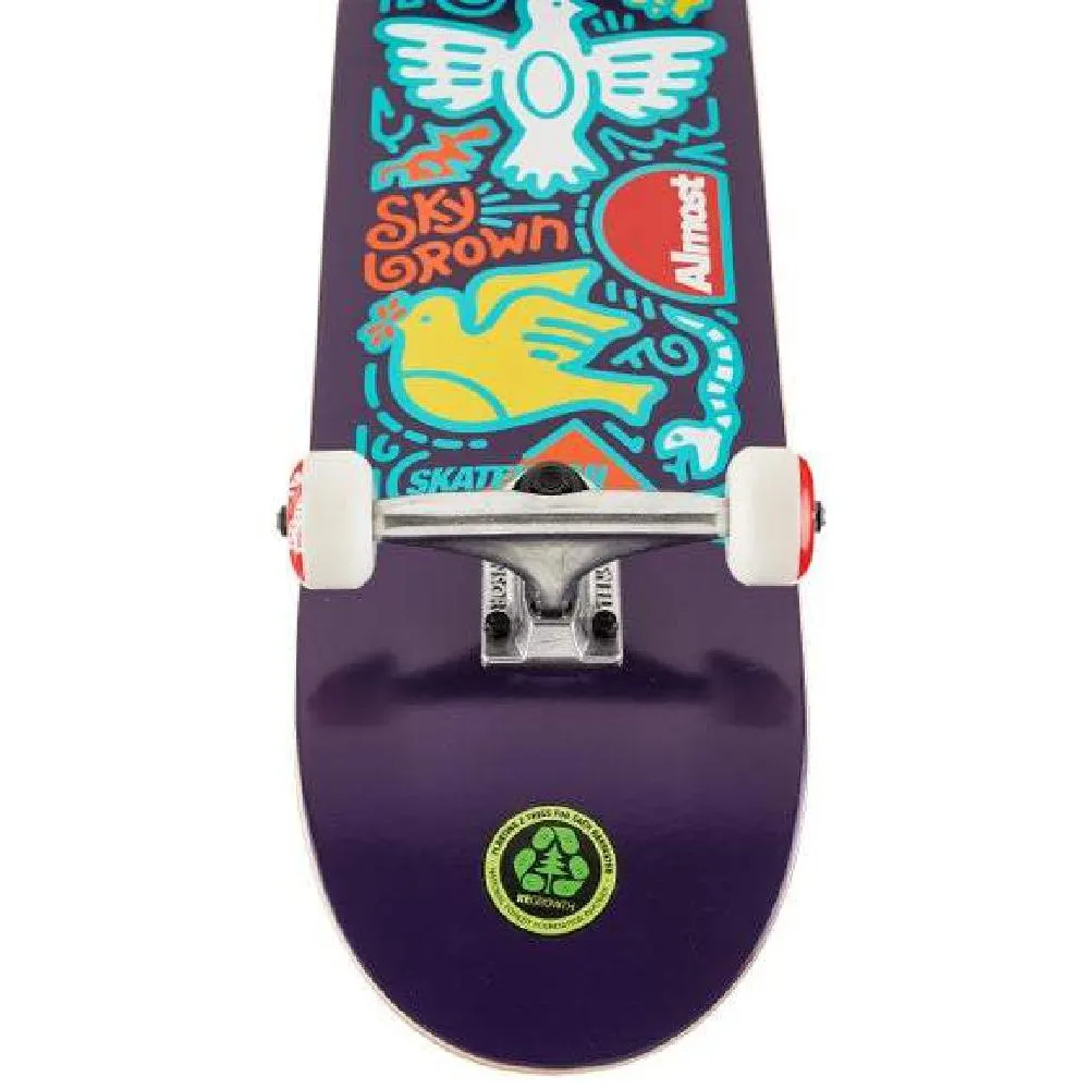 Almost Sky Skateistan Doodle Purple 7.875" Skateboard