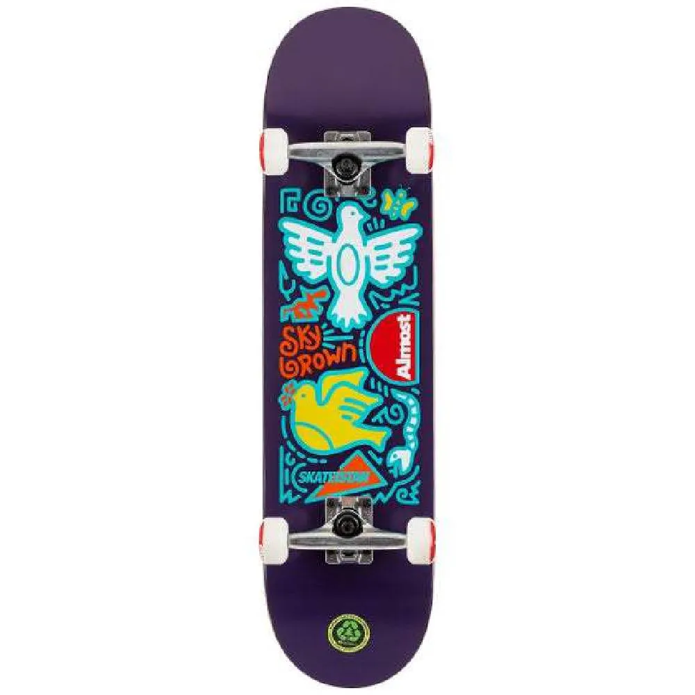 Almost Sky Skateistan Doodle Purple 7.875" Skateboard