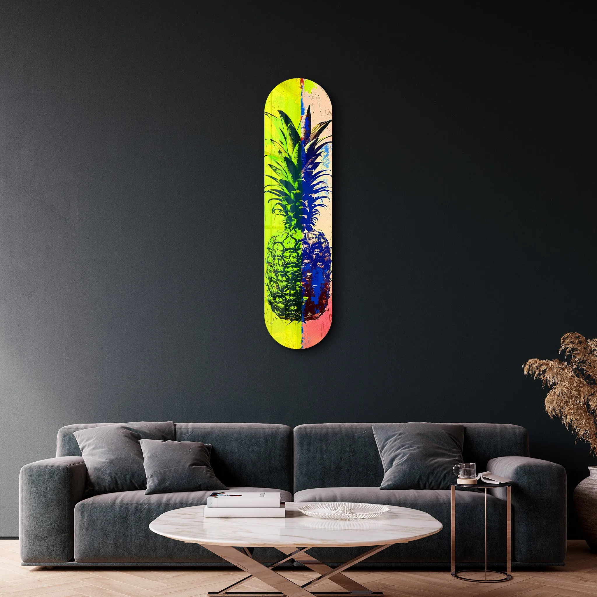 Ananas Lemon Beige | Glass Wall Art