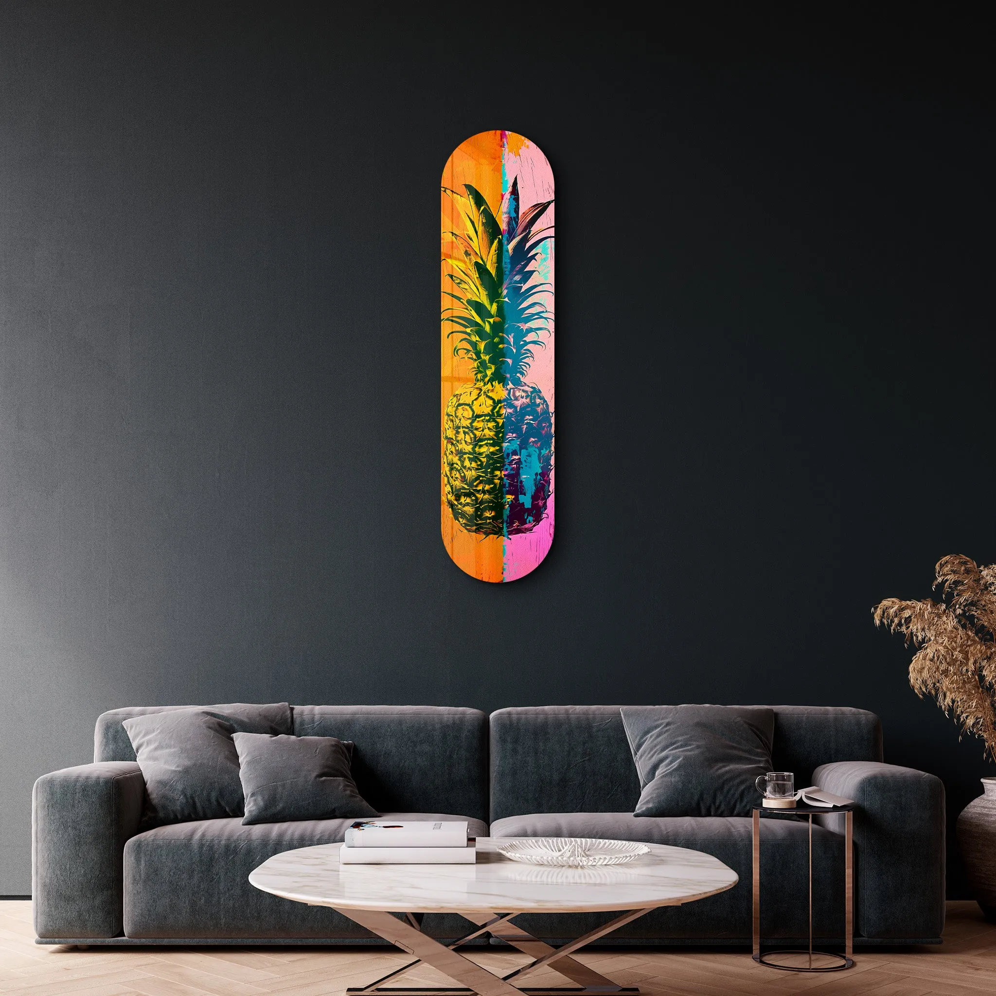 Ananas Pink Orange| Glass Wall Art