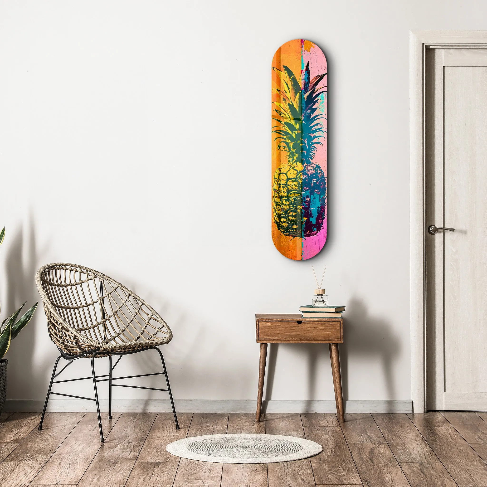 Ananas Pink Orange| Glass Wall Art