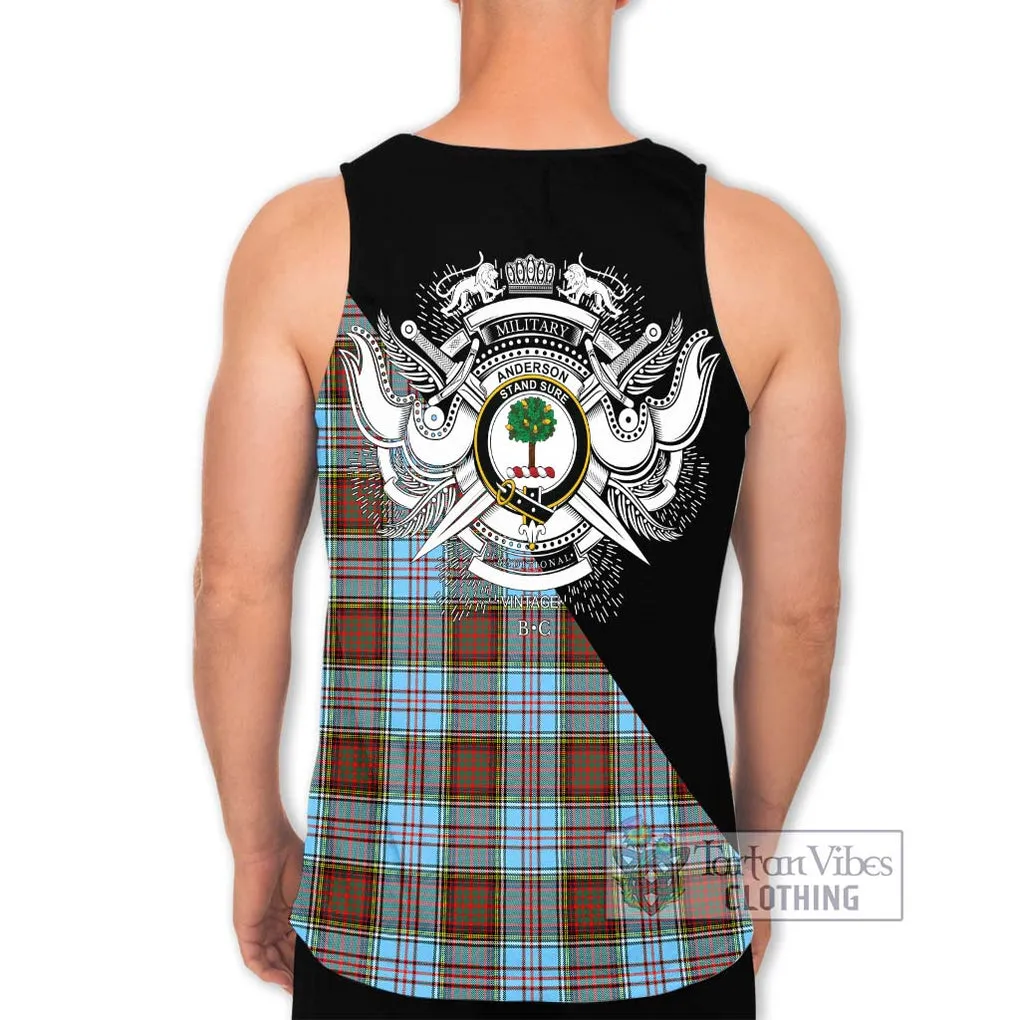 Anderson Ancient Tartan Men's Tank Top with Family Crest and Military Logo Style