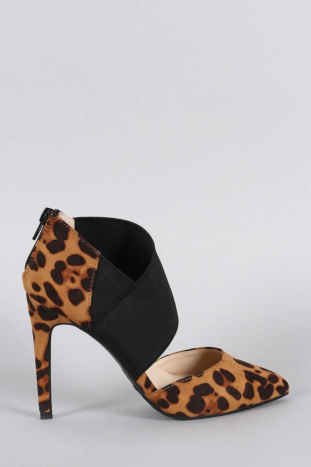 Anne Michelle Leopard Asymmetrical Pointy Toe Stiletto Pump