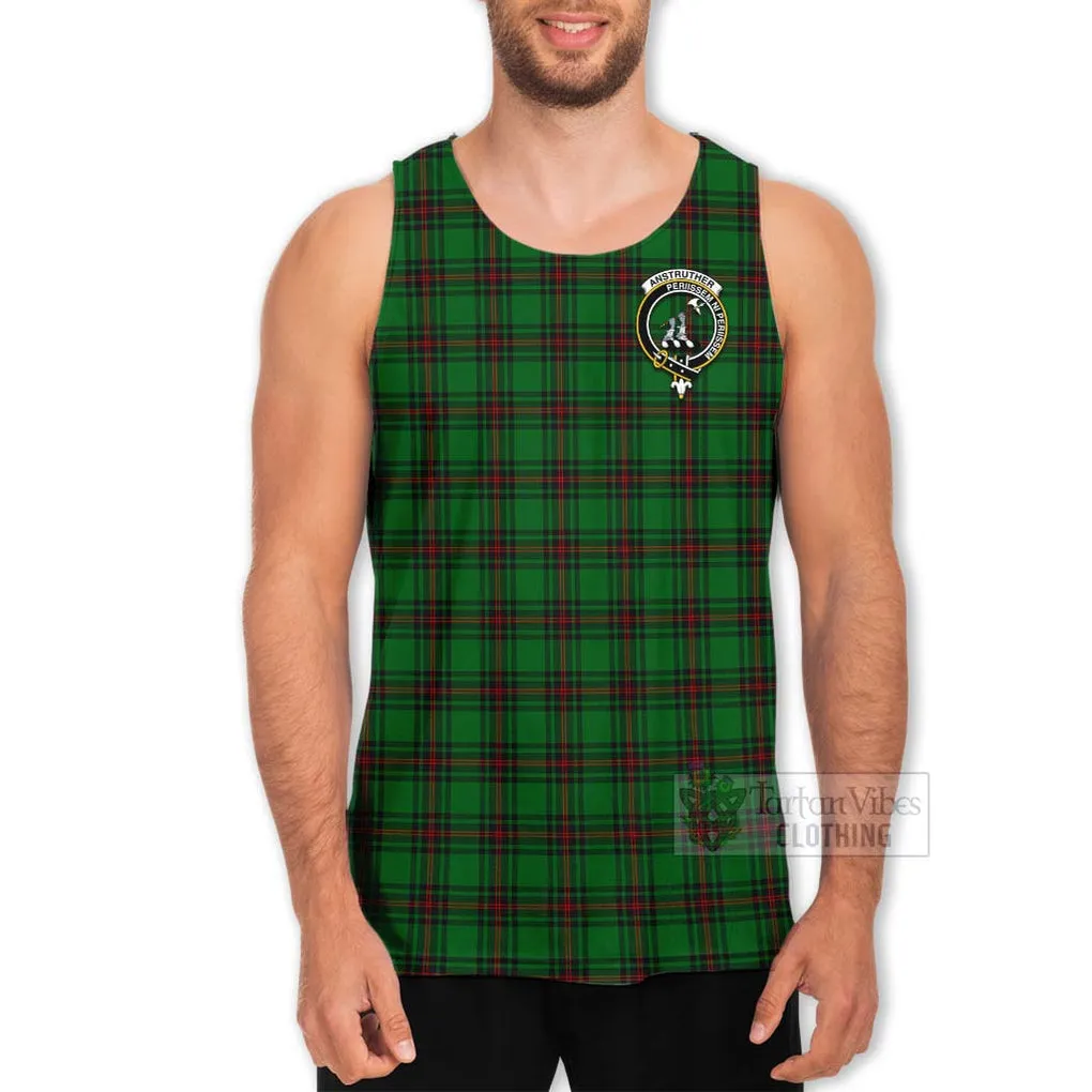 Anstruther Tartan Men's Tank Top with Family Crest Celtic Skull Style