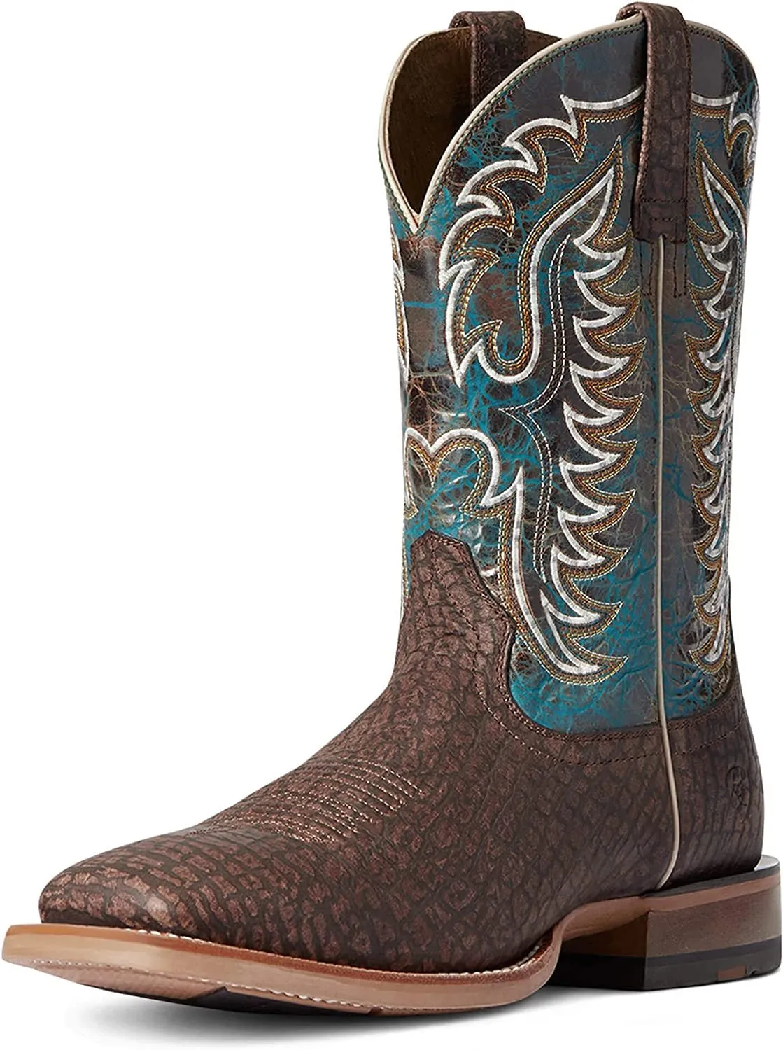 Ariat Men's Stinger Western Boot, Dark Brown Hippo/Treacherous Blue