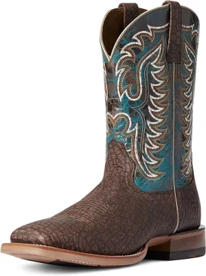 Ariat Men's Stinger Western Boot, Dark Brown Hippo/Treacherous Blue