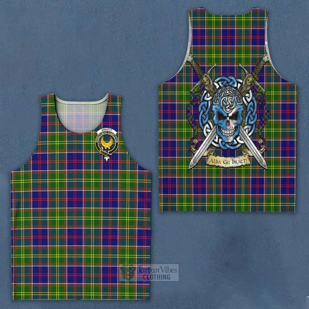 Arnott Tartan Men's Tank Top with Family Crest Celtic Skull Style