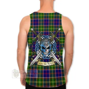 Arnott Tartan Men's Tank Top with Family Crest Celtic Skull Style