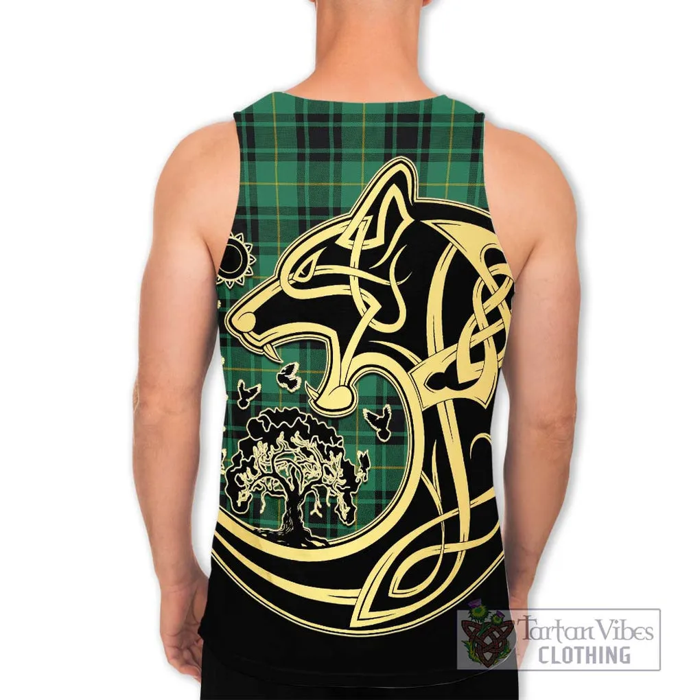 Arthur Ancient Tartan Men's Tank Top with Family Crest Celtic Wolf Style