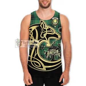 Arthur Ancient Tartan Men's Tank Top with Family Crest Celtic Wolf Style