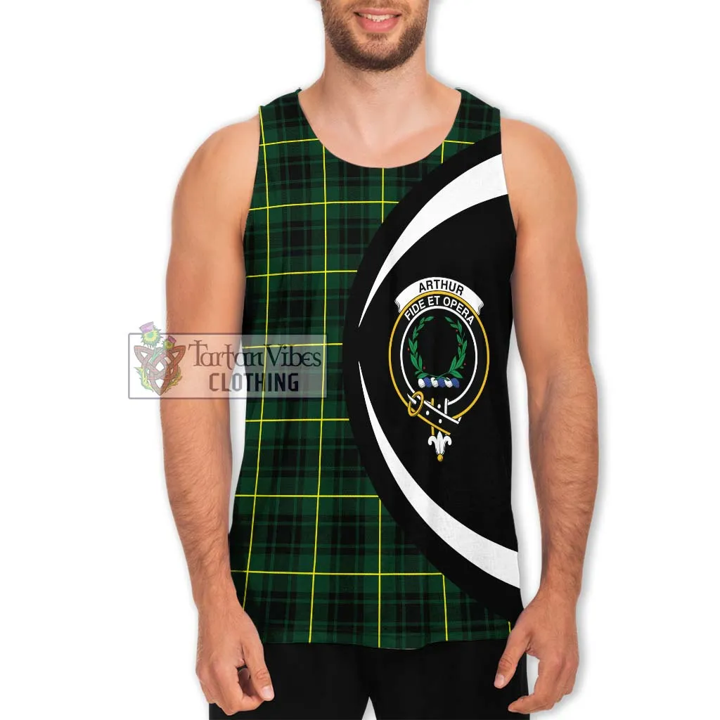 Arthur Modern Tartan Men's Tank Top with Family Crest Circle Style