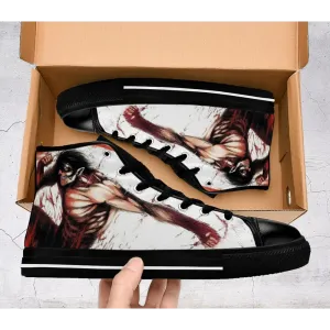 Attack On Titan Eren Jaeger Shoes High Top Sneakers for Kids and Adults