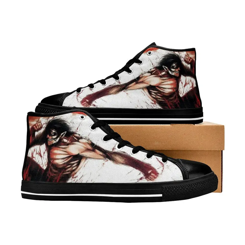 Attack On Titan Eren Jaeger Shoes High Top Sneakers for Kids and Adults