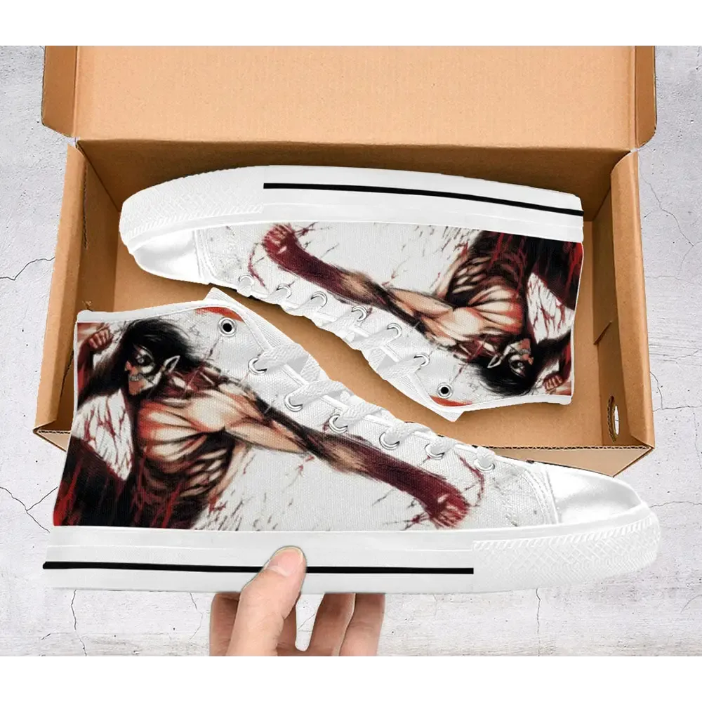 Attack On Titan Eren Jaeger Shoes High Top Sneakers for Kids and Adults