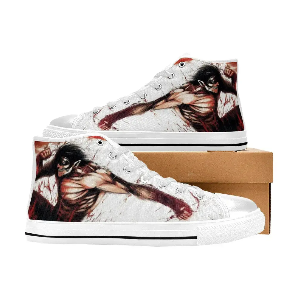 Attack On Titan Eren Jaeger Shoes High Top Sneakers for Kids and Adults