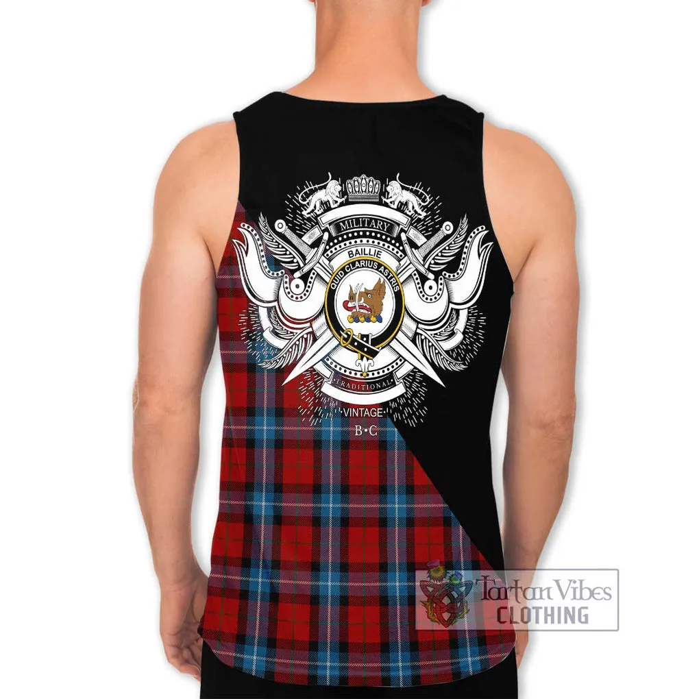 Baillie of Polkemmet Red Tartan Men's Tank Top with Family Crest and Military Logo Style