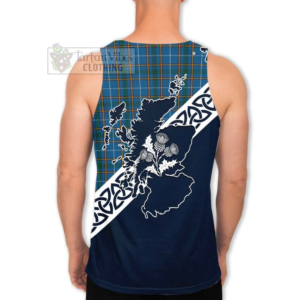 Bain Tartan Men's Tank Top Featuring Thistle and Scotland Map