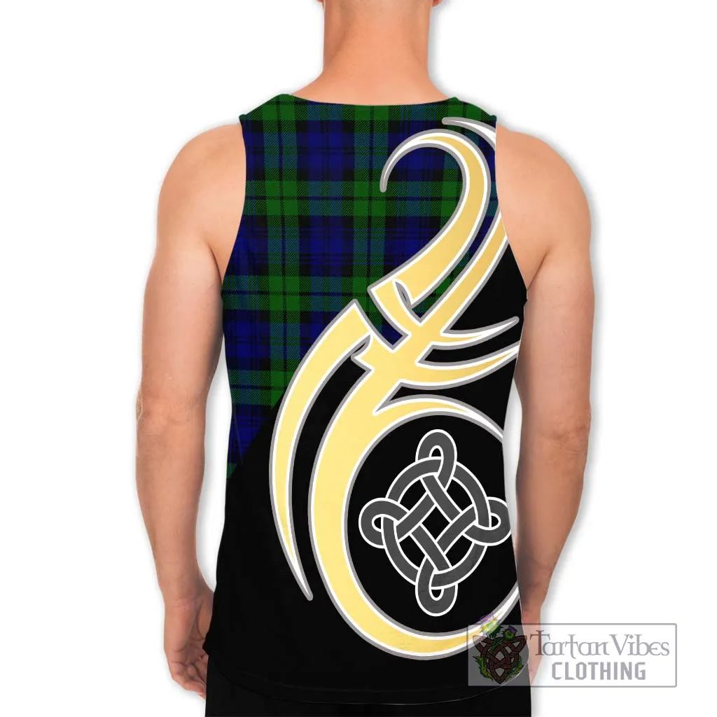 Bannatyne Tartan Men's Tank Top with Family Crest and Celtic Symbol Style