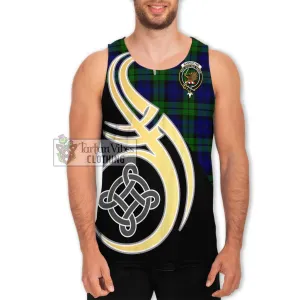 Bannatyne Tartan Men's Tank Top with Family Crest and Celtic Symbol Style