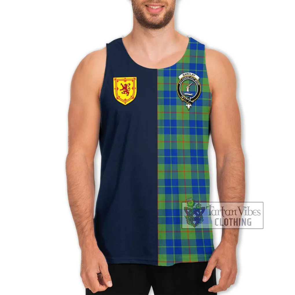 Barclay Hunting Ancient Tartan Men's Tank Top Alba with Scottish Lion Royal Arm Half Style