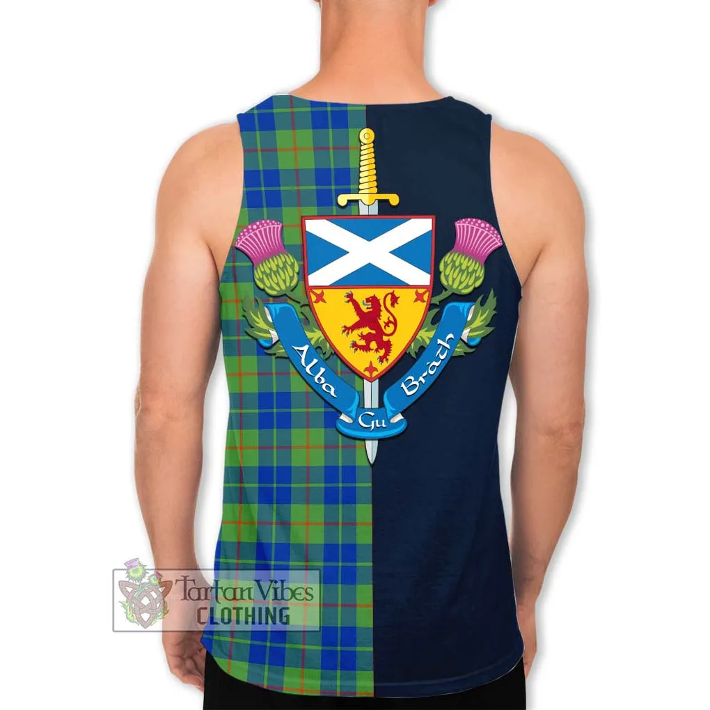 Barclay Hunting Ancient Tartan Men's Tank Top Alba with Scottish Lion Royal Arm Half Style