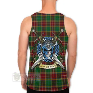 Baxter Tartan Men's Tank Top with Family Crest Celtic Skull Style