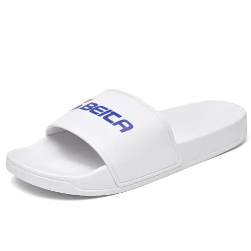 Beita Slippers for Men Bathroom Non-Slip Quick Drying House Slippers Thick Sole Beach Sandal Indoor and Outdoor Shoes, White, 7