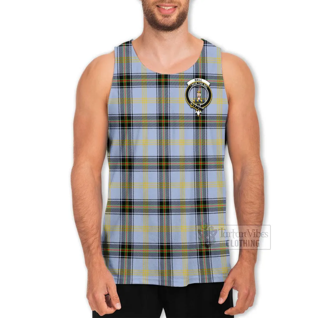 Bell Tartan Men's Tank Top with Family Crest Celtic Skull Style