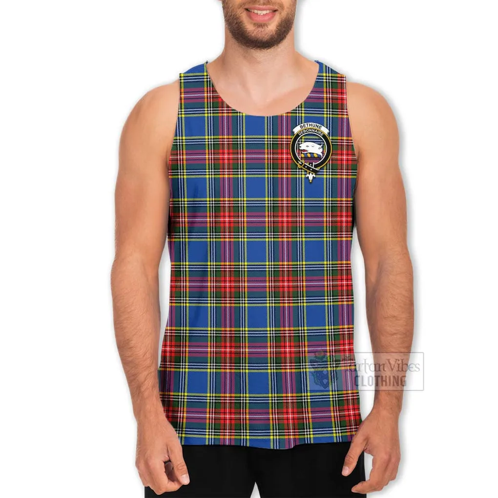 Bethune Tartan Men's Tank Top with Family Crest Celtic Skull Style