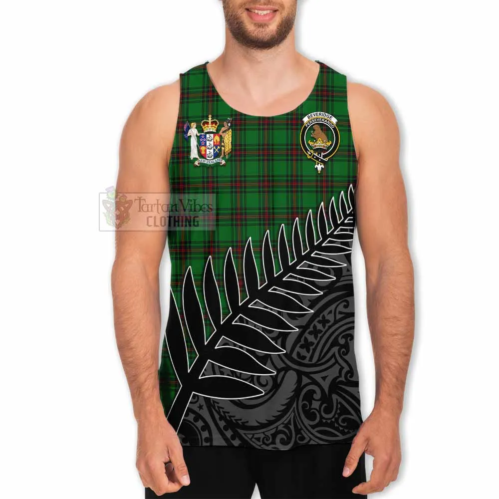 Beveridge Crest Tartan Men's Tank Top with New Zealand Silver Fern Half Style