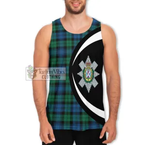 Black Watch Ancient Tartan Men's Tank Top with Family Crest Circle Style