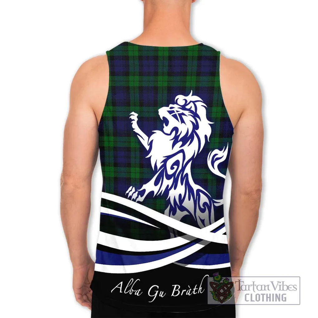 Black Watch Tartan Men's Tank Top with Alba Gu Brath Regal Lion Emblem