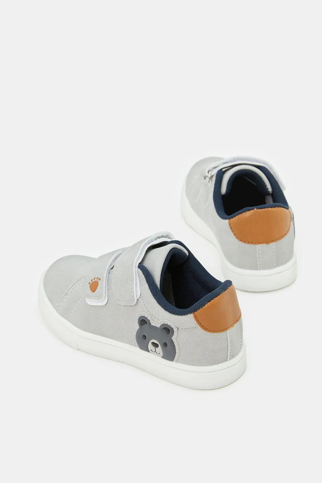 Boys Grey Velcro Sneakers