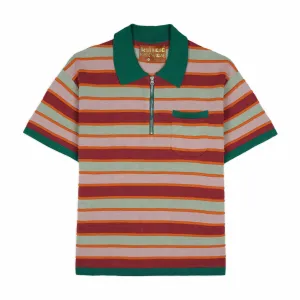 Brain Dead Lifted Stripe Half Zip Shirt (Red Multi)