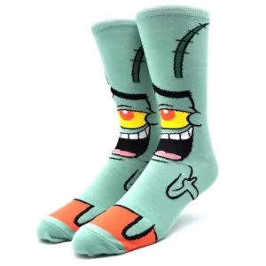 Cartoon Socks, Plankton Spongebob Fun Novelty Mens Crew Character Socks