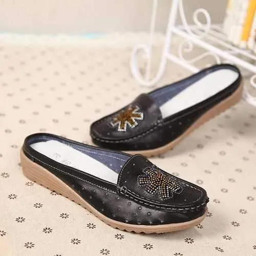 Casual Hollow Out Slip On Flat Loafers For Women